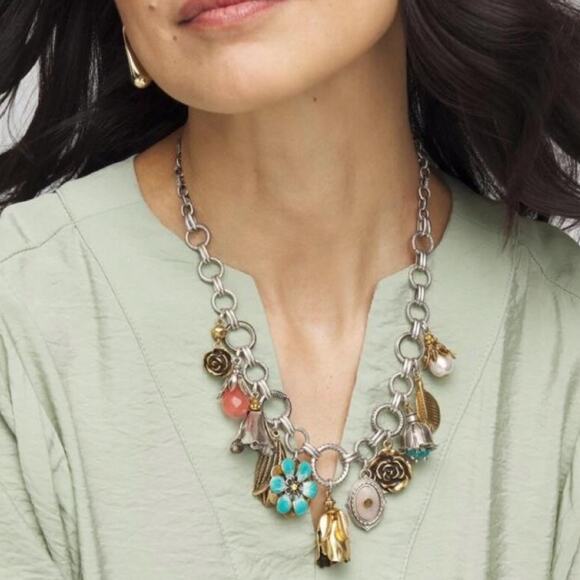 NEW Chico's Cherry Quartz Pearl Charm Necklace - Picture 11 of 11